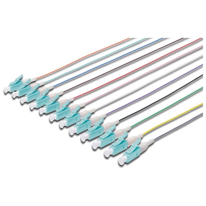 Digitus Set 12 Cavi Pigtail Fibra Ottica Colorati Connettori Lc Om3 50-125 Simplex