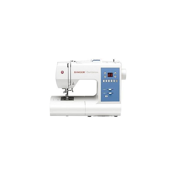 SINGER 7465D Confidence Macchina da Cucire Computerizzata 50 Punti 6 Programmi Principali Braccio Libero Infila Ago Automatico Bobina Drop and Sew Luce LED Integrata colore Bianco e Blu