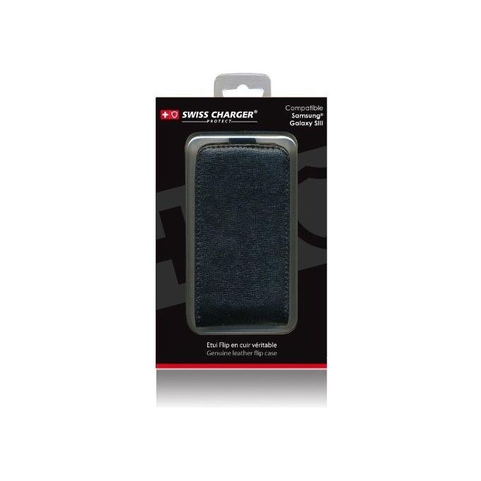 Swiss charger Custodia per Samsung Galaxy SIII in Vera Pelle Nero