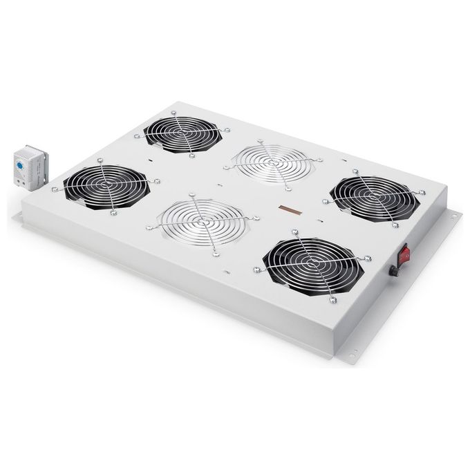 Digitus DN-19 FAN-4-SRV Serie Unique Unita' di Ventilazione da Tetto 4 Ventole Termostato Regolabile Flusso Aria 552 m³-h colore Grigio RAL 7035