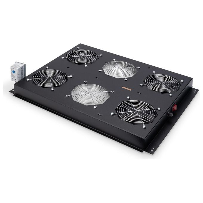 Digitus KIT_ 4 Ventole Con Termostato, 12.8 Metri  Cubi Circolazione D'Aria Colore Nero Ral 9005 per Armadi Linea Server (Dn-19 Fan-4-1000Sw)