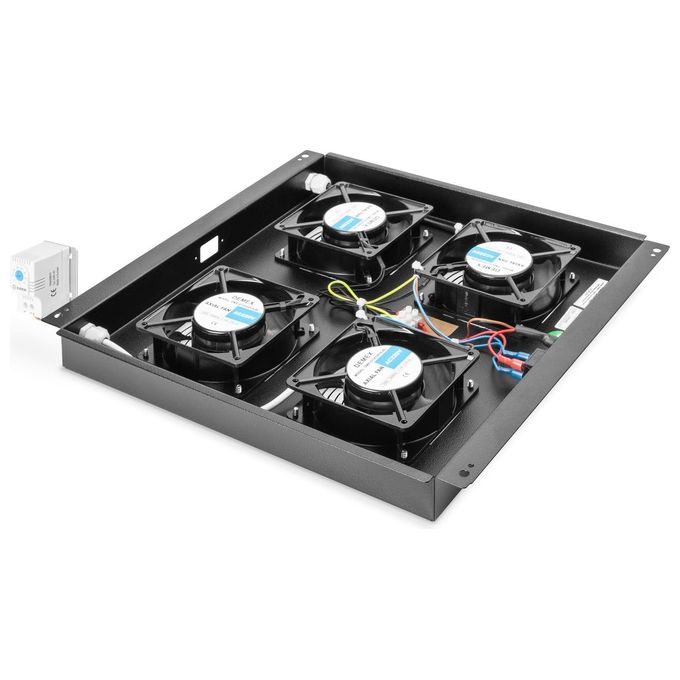 Digitus KIT_ 4 Ventole Con Termostato Colore Nero per Armadi Linea Professionale (Dn-19 Fan-4-Sw)