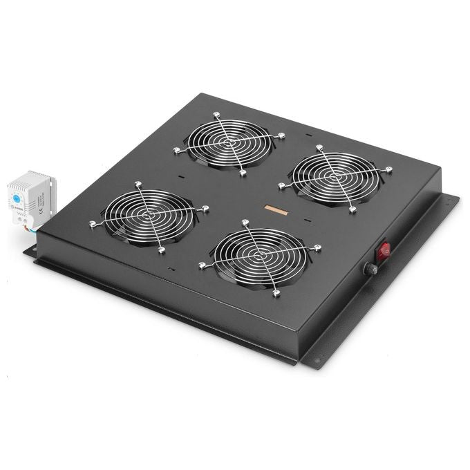 Digitus KIT_ 4 Ventole Con Termostato Colore Nero per Armadi Linea Professionale (Dn-19 Fan-4-Sw)