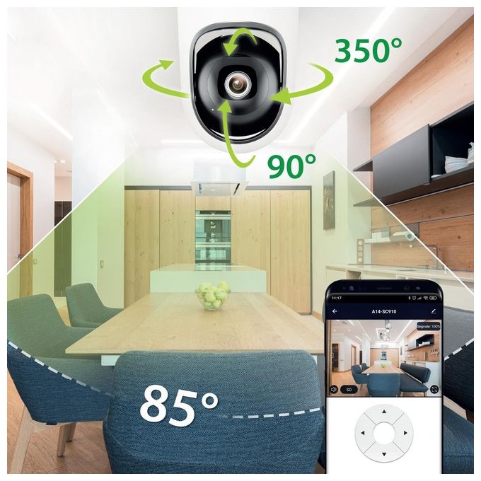 Atlantis Smartcam A14-sc915 Wl Telecamera Motorizzata 2mpx Full Hd 25fps H.264 Visione Notturna App per Controllo da Remoto