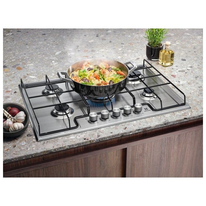 Electrolux EGS7534X Slim Line Piano cottura Gas 75 cm 5 fuochi Accensione Manopola colore Inox