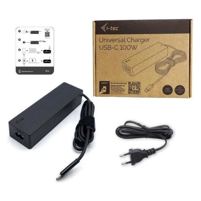 I-tec CHARGER-C100W Alimentatore Universale USB-C Power Delivery 3.0 100W colore Nero