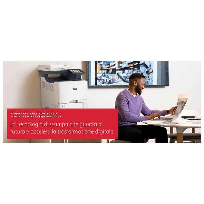 Xerox C625V_DN VersaLink C625 Stampante Multifunzione Laser a Colori A4 50 ppm Duplex Automatico con Touchscreen 7 pollici Wi-Fi Opzionale Ethernet Gigabit NFC colore Nero