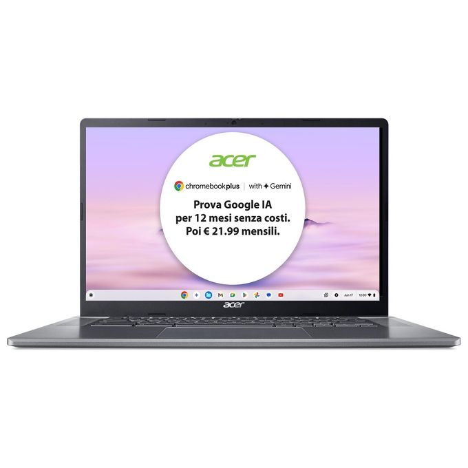 Acer NX.KNUET.002 Chromebook Plus 515 CB515-2H-34ZU Notebook 15.6'' Intel Core i3-1215U 8GB DDR5 256GB SSD ChromeOS colore Grigio