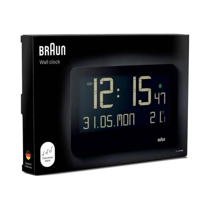 Braun BC 14 Orologio al Quarzo da Parete Digitale Nero