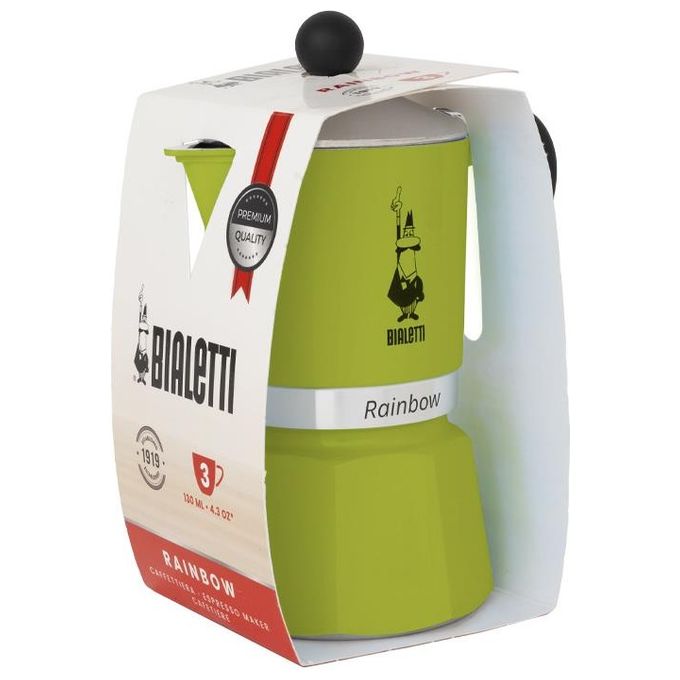 Bialetti Rainbow Caffettiera Colorata Alluminio Verde 6 Tazze