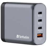 Verbatim 32203 GNC-140 Caricatore Universale Interno 140 W con 3 Porte USB-C GaN Tecnologia Ricarica Rapida PD 3.1 PPS Quick Charge 3.0 colore Nero Grigio