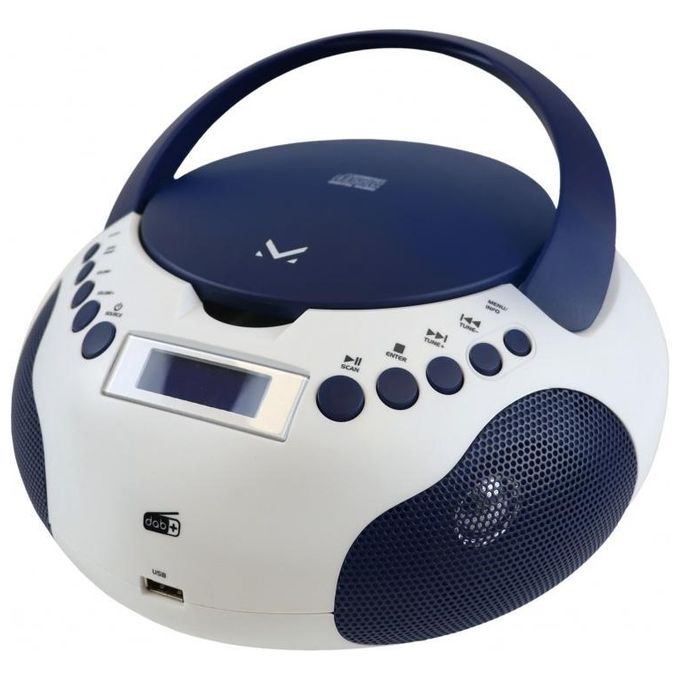 New Majestic 102265 WB Lettore CD Portatile con Radio Digitale DAB DAB+ FM PLL Riproduzione MP3 da USB e AUX LCD Blu Bianco colore Blu Bianco