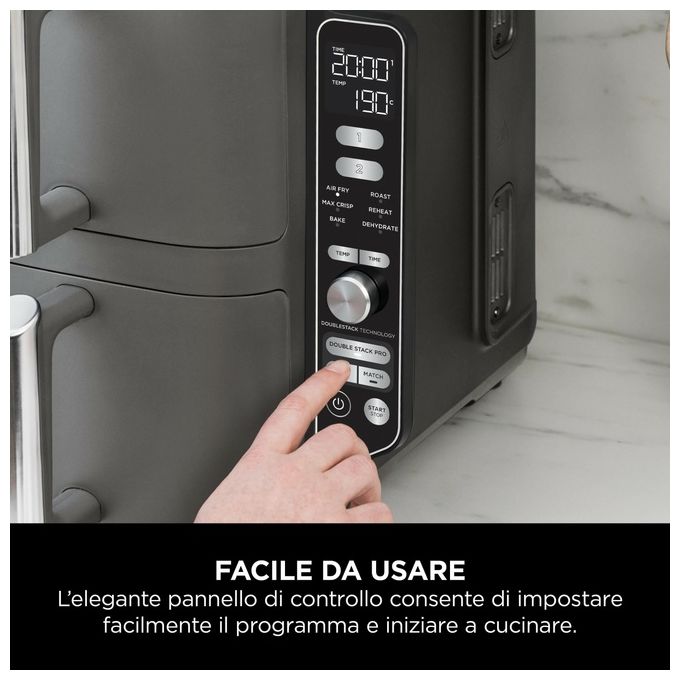 Ninja SL400EU Double Stack XL Friggitrice ad aria 9,5 L 2470 W 6 programmi doppio cestello colore Grigio
