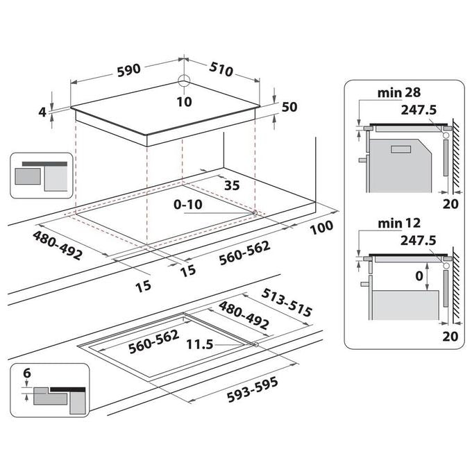 Whirlpool WL B4060 CPNE Piano cottura induzione 59 cm 4 zone FlexiCook CleanProtect 6° Senso 7200 W colore Nero
