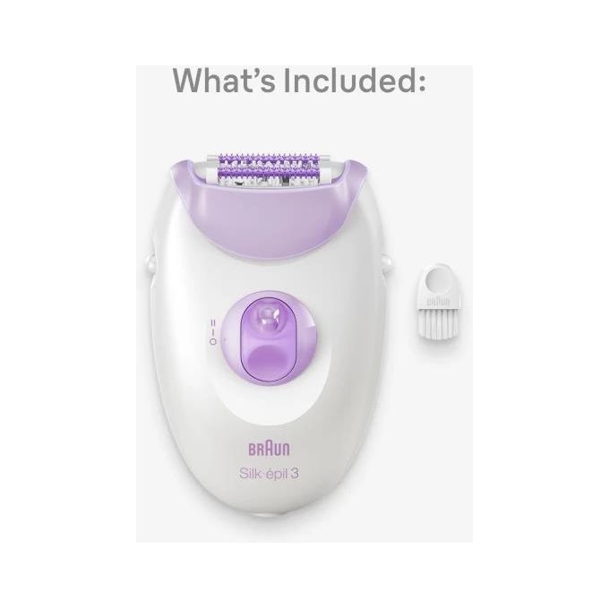 Braun SE3-000 Silk-épil 3 Epilatore 20 Pinzette Tecnologia MicroGrip 2 Velocita' Luce Integrata Rulli Massaggianti colore Viola Bianco