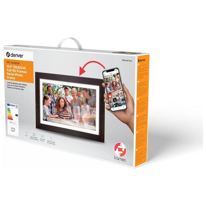 Denver PFF-1543DW Frameo Cornice Digitale 15.6'' Full HD Touchscreen Wi-Fi 16 GB MicroSD colore Marrone