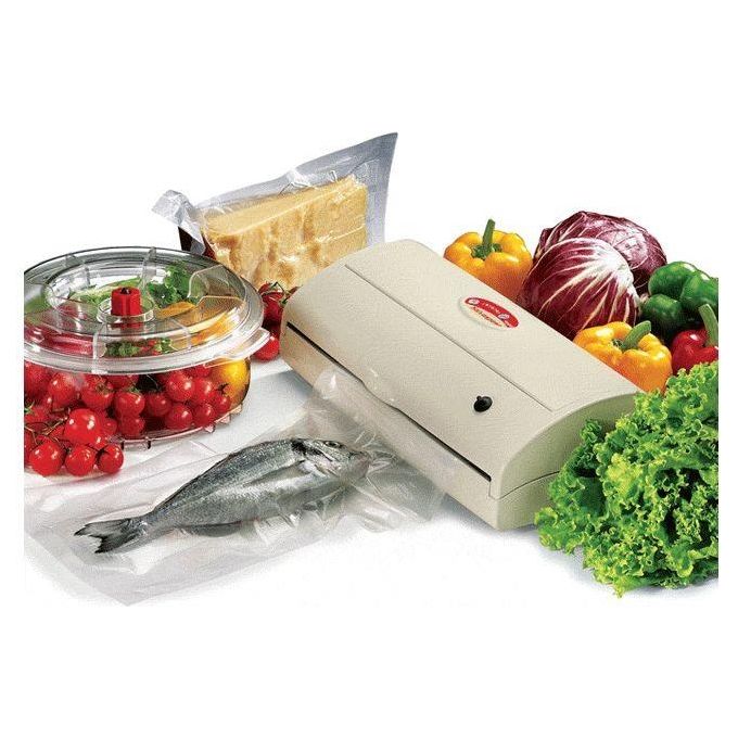Reber 9340N Salvaspesa Macchina Sottovuoto Automatica Funzione Continuo 180W 18 lt-min Barra Saldante 32 cm colore Bianco