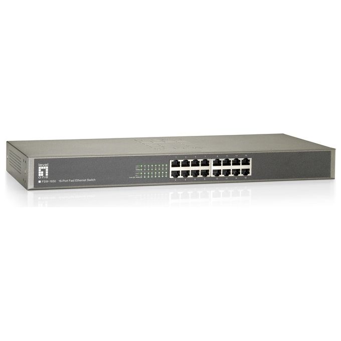 LevelOne FSW-1650 Switch di Rete Non Gestito 16 Porte Fast Ethernet 10-100 Mbps Grigio