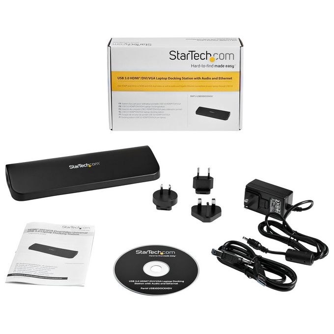 Docking station Universale USB3.0 per laptop VGA DVI HDMI - Dual-Monitor con Ethernet audio