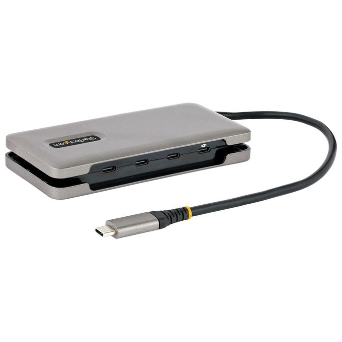 StarTech.com HB31CM4CPD3 Hub USB-C 4 porte USB 3.2 Gen 2 10Gbps Power Delivery 100W Pass-Through cavo avvolgente colore Grigio
