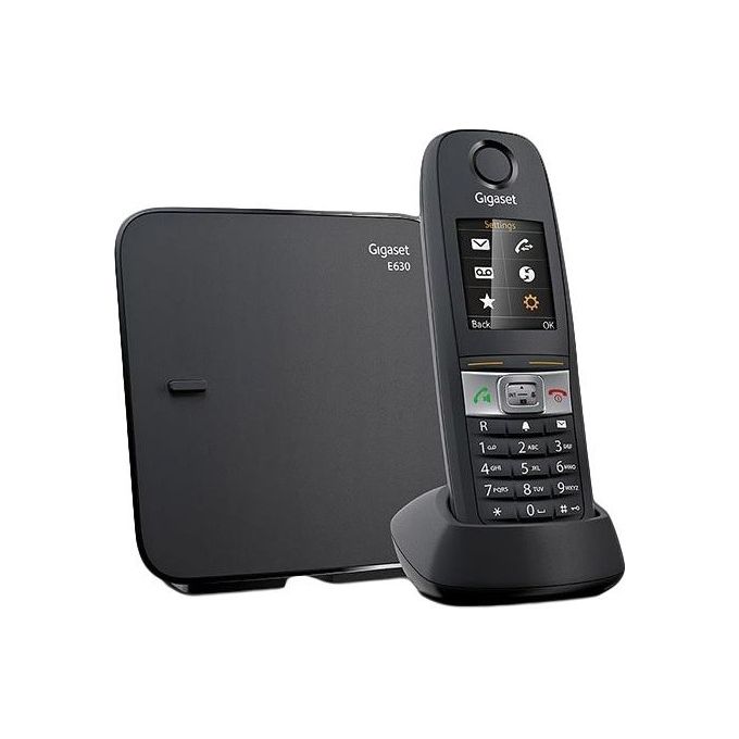 Gigaset E630 E630 Telefono con Display TFT a Colori Resistente a Polvere e Spruzzi d'Acqua IP65 Funzione Torcia Allarme Vibrante e Lampeggiante Controllo Volume Laterale Tecnologia ECO DECT Made in Germany colore Nero