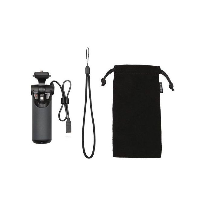 Sony GPVPT1 Impugnatura con Telecomando e Mini Treppiede in Alluminio Leggero e Resistente Compatibile con Telecamere Sony con Multi Terminal colore Nero