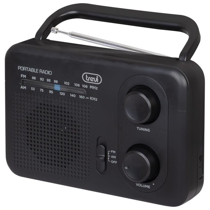 Trevi 0RA7F6400 Radio Portatile Analogico con Sintonizzatore AM FM Alimentazione DC Batteria 3 C Cuffia 3.5 mm colore Nero