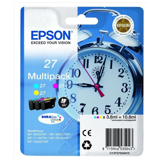 Epson Multipack Alarm clock 27 DURABrite Ultra cartuccia d'inchiostro 1pz Originale Ciano Magenta Giallo