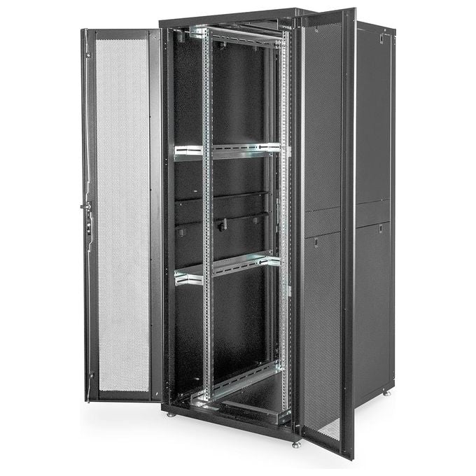 Digitus armadio rack 19'' 42 unita' linea server (a)1970 x (l)800 (p)1000mm. colore nero con porta traforata e ruote