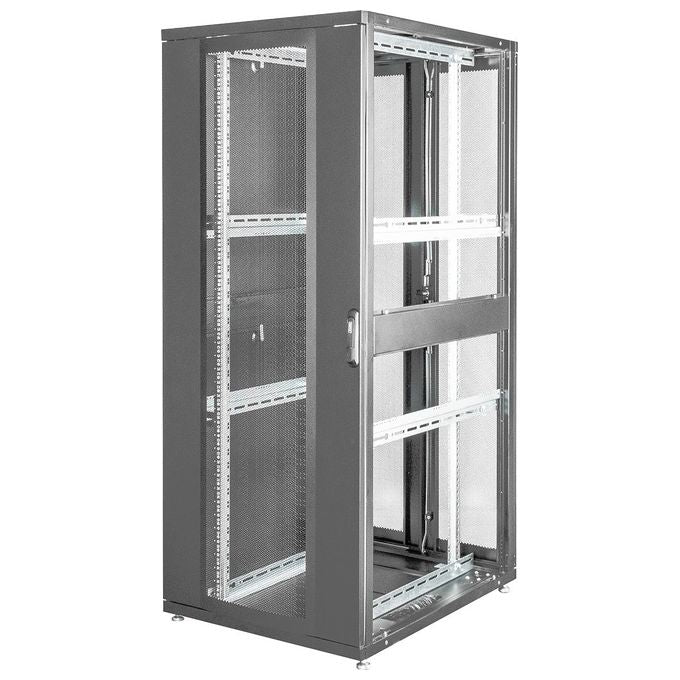 Digitus armadio rack 19'' 42 unita' linea server (a)1970 x (l)800 (p)1000mm. colore nero con porta traforata e ruote