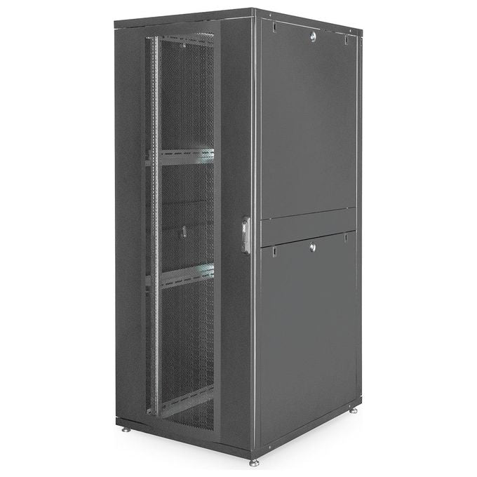 Digitus armadio rack 19'' 42 unita' linea server (a)1970 x (l)800 (p)1000mm. colore nero con porta traforata e ruote
