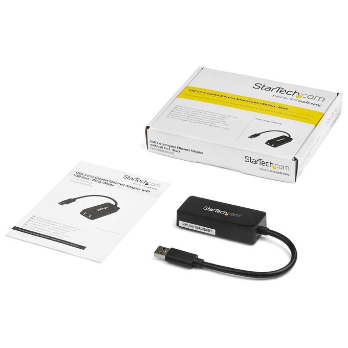 StarTech Adattatore USB 3.0 a Ethernet Gigabit NIC con porta USB - Nero