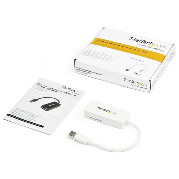StarTech Adattatore USB 3.0 a Ethernet Gigabit NIC con porta USB - Bianco