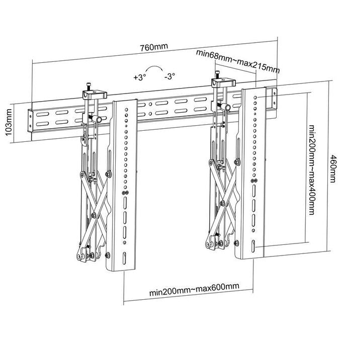 Nilox Supporto da Parete per Tv a Schermo Piatto fino a 70'' Nero