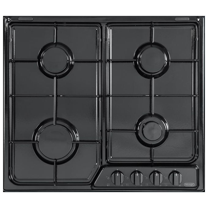 DeLonghi YNF 46 ASV Piano Cottura a Gas 4 Zone Griglie in piattina smaltata 58 cm Nero