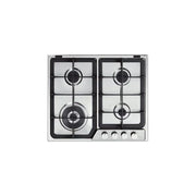 DeLonghi IF46PRON Piano Cottura a Gas 4 Fuochi Griglie in Ghisa 1 Bruciatore Tripla Corona 60 cm Acciaio Inox