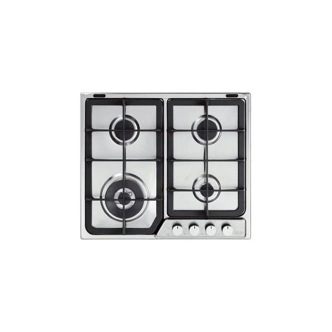 DeLonghi IF46PRON Piano Cottura a Gas 4 Fuochi Griglie in Ghisa 1 Bruciatore Tripla Corona 60 cm Acciaio Inox