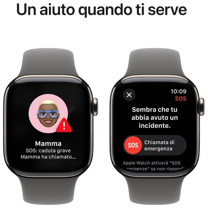 Apple MWXD3QL-A Apple Watch Serie 10 GPS + Cellular Cassa in Titanio 42mm con Cinturino Sportivo Grigio Pietra colore Titanio