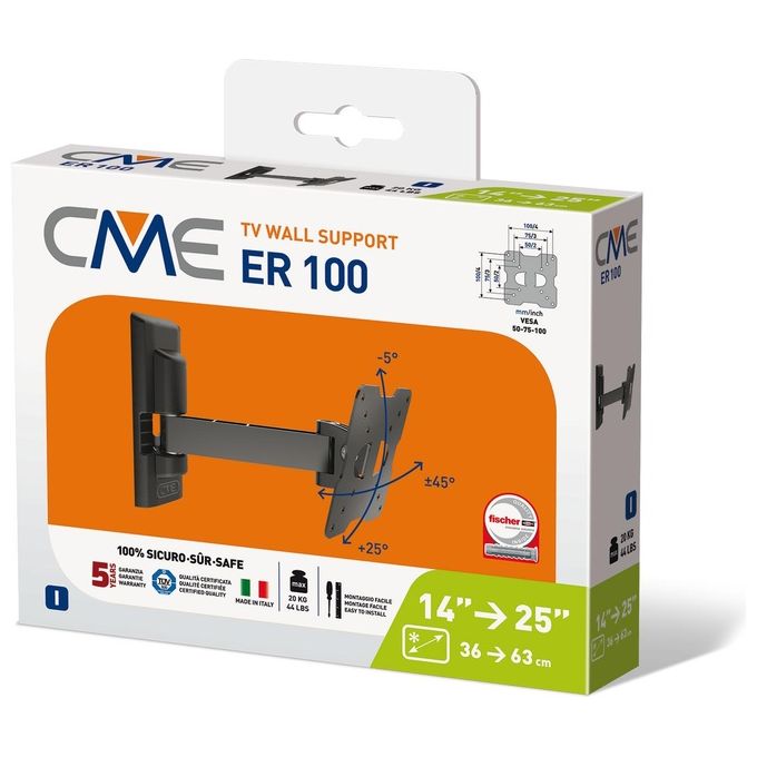 Meliconi Cme Rotation ER100 Supporto da Muro per TV da 14 a 25
