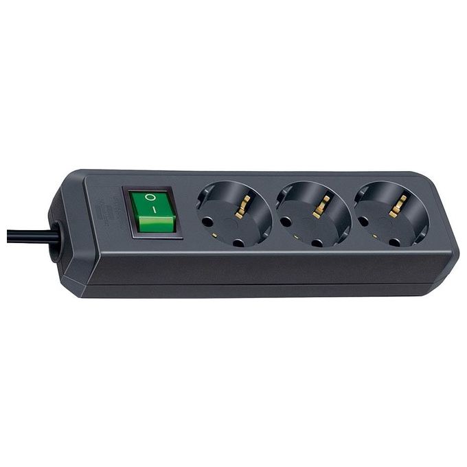 Brennenstuhl ECO-Line Presa Multipla 3 Uscite Nero 1,5mt con Interruttore