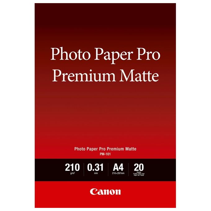 Canon Pro Premium PM-101 Carta fotografica opaca liscia 310 micron A4 (210 x 297 mm) 210 g-m2 20 fogli per PIXMA PRO-1, PRO-10, PRO-100