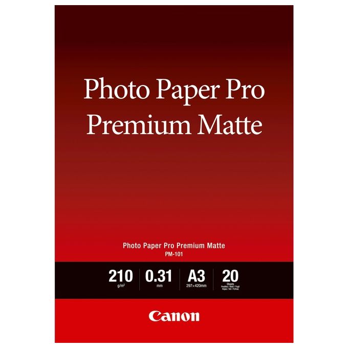 Canon Pro Premium PM-101 Carta fotografica opaca liscia 310 micron A3 (297 x 420 mm) 210 g-m2 20 fogli per PIXMA PRO-1, PRO-10, PRO-100