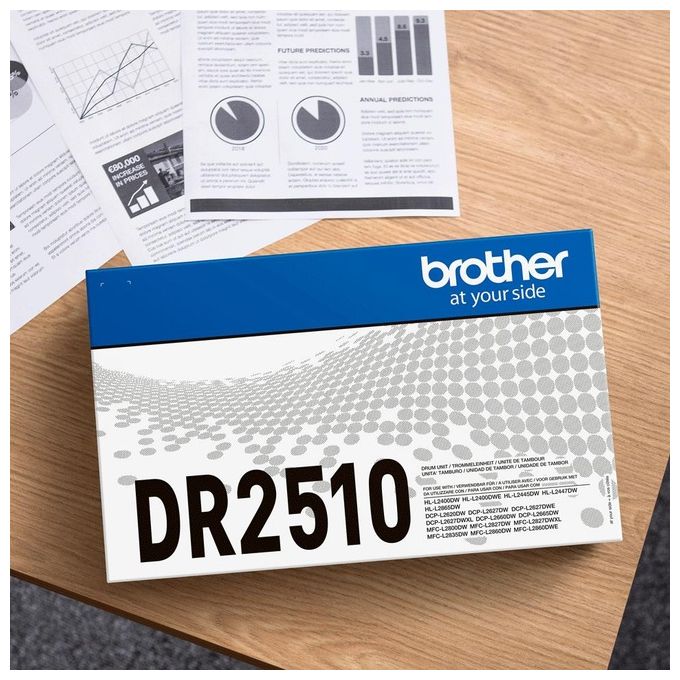 Brother DR-2510 Tamburo Originale per Stampante 15.000 pagine HLL2400DWE HLL2445DW DCPL2620DW DCPL2660DW MFCL2800DW