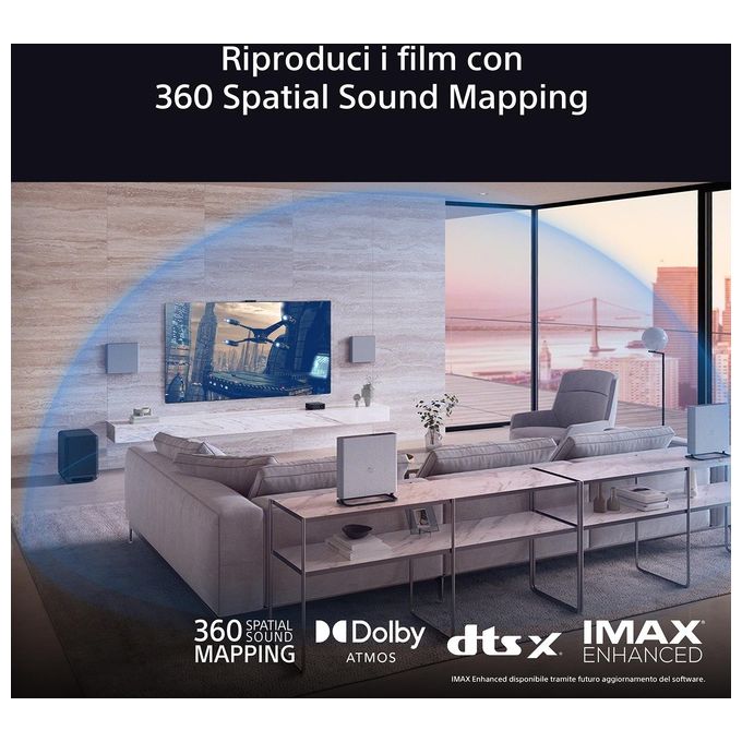 Sony HTA9M2.CEL BRAVIA Theatre Quad Sistema Home Cinema 4 Speaker Wireless con 360 Spatial Sound Mapping Dolby Atmos DTS:X Wi-Fi Bluetooth Grigio