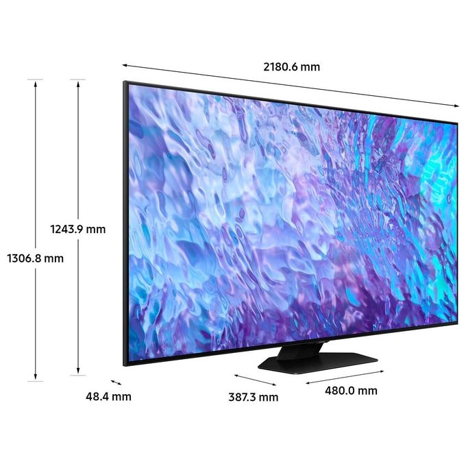 Samsung QE98Q80CATXZT Serie 8 Smart TV QLED 4K 98'' Neural Quantum 4K Motion Xcelerator Turbo+ Dolby Atmos colore Argento