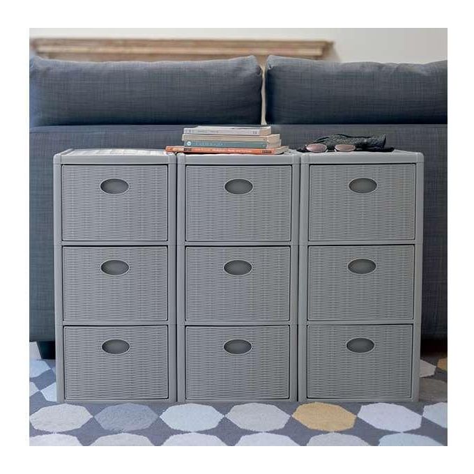 Stefanplast 30251 Elegance Slim Cassettiera 3 Cassetti Polipropilene 30x40x60 cm con Ruote colore Moka