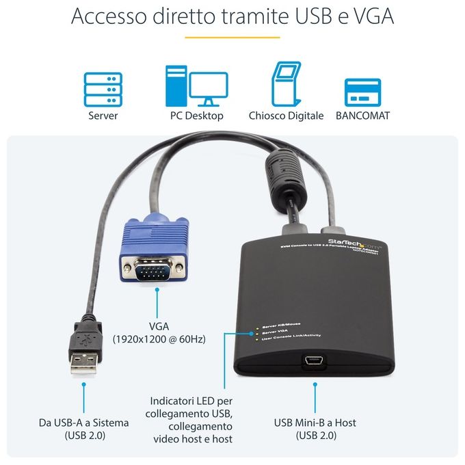 StarTech Laptop crash cart adapter portatile Console KVM a USB 2.0