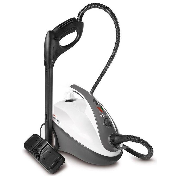 Polti Vaporetto Smart 30_S - Pulitore a vapore cilindrico, capacita' 1,6 L, 1800 W, pressione 3 bar, autonomia 30 min, vano porta-accessori, spegnimento pronto vapore, Nero-Grigio-Bianco