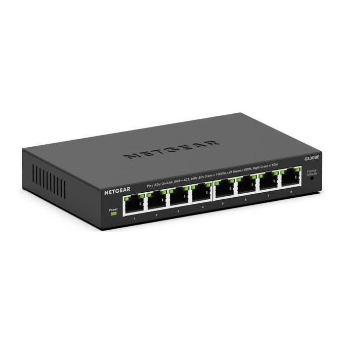 NETGEAR GS308E-400EUS GS308E Switch Gigabit Gestito L2-L3 a 8 Porte con Supporto VLAN QoS e Gestione Web colore Nero