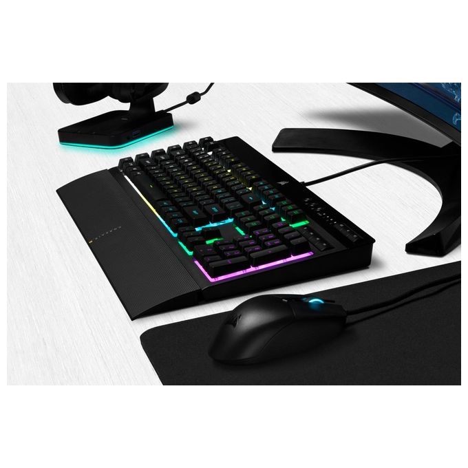 Corsair CH-9226765-IT K55 RGB PRO Tastiera Gaming a Membrana Cablata QWERTY Layout IT LED RGB 5 Zone 6 Macro Tasti IP42 colore Nero